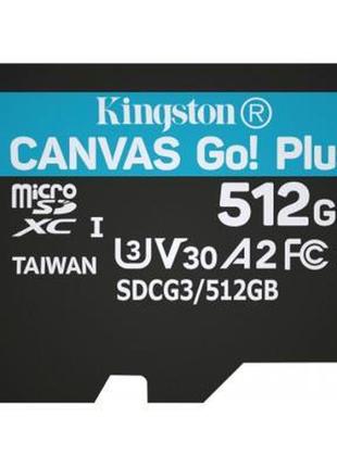 Карта памяти kingston 512gb microsdxc class 10 uhs-i/u3 canvas go plus (sdcg3/512gbsp)