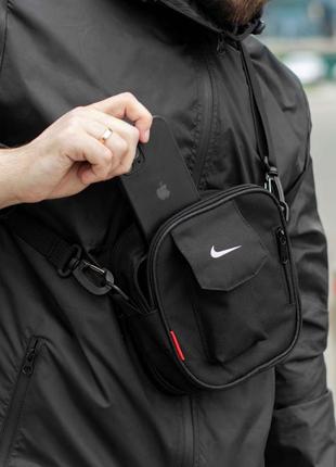 Сумка барсетка через плечо nike skater черная из ткани молодежная мессенджер найк