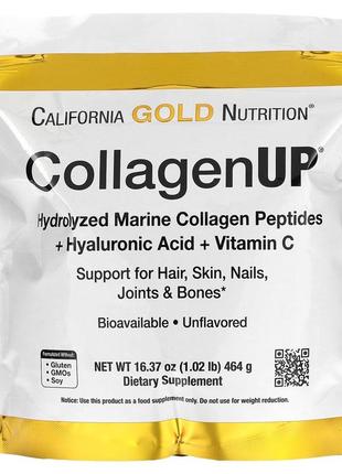 Морской коллаген гиалуроновая кислота и витамин c California gold nutrition, collagenup, коллагенup 464 г