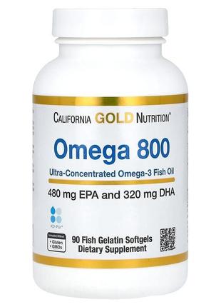 Омега 800 риб'ячий жир california gold nutrition (omega 800 fish oil 80% epa/dha) 1000 мг 90 капсул