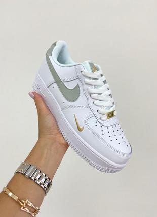 Кроссовки air force 1 low white grey gold (зел.свуш )