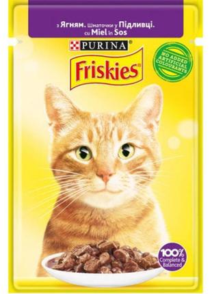 Влажный корм для кошек purina friskies кусочки в подливе с ягненком 85 г (7613036974431)