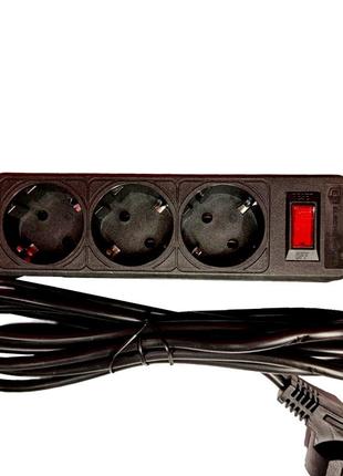 Мережевий фільтр 3 гнізда із заземленням, 3 м чорний