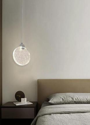 Підвісний дизайнерський світильник з прозорим скляним корпусом у хромі