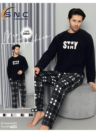 Пижама мужская флисовая теплая домашний костюм р.m,l,xl,2xl