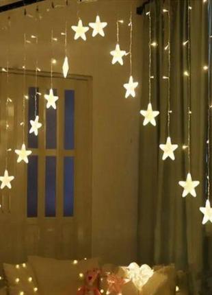 Гірлянда з пультом "зірки", 5.7 метрів, жовте світло, від usb, 8 режимів, пульт дистанційного керування, у