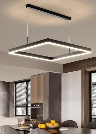Чорна люстра із підвісним квадратом 60 см