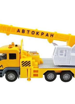 Машинка инерционная "автокран", свет, звук