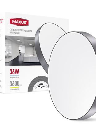 Накладний настінно-стельовий світлодіодний світильник 1-msp-3641-slg maxus sp ceiling 36w 4100k circle slim