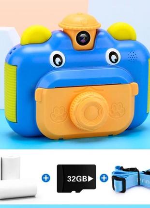 Фотоапарат миттєвого друку синій, фотоапарат, що друкує, з термодруком, камера миттєвого друку3 фото