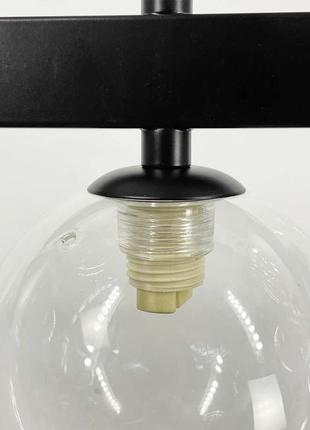 Видовжена чорна люстра-молекула на 10 плафонів 95 см5 фото