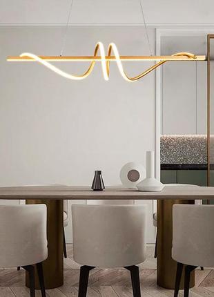 Видовжена люстра wave у золотому корпусі в 2-х розмірах