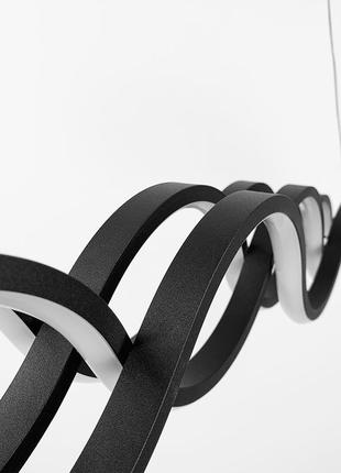 Видовжена чорна led люстра-хвиля у стилі хай-тек в двох розмірах2 фото