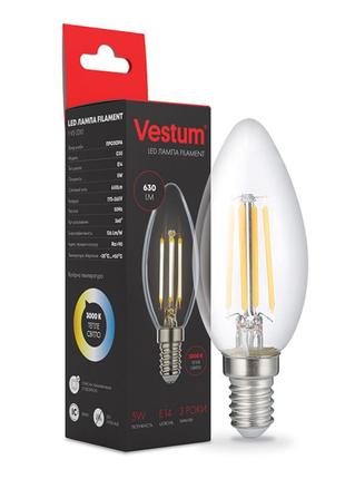 Світлодіодна філаментна лампа vestum с35 е14 5вт 220v 3000к