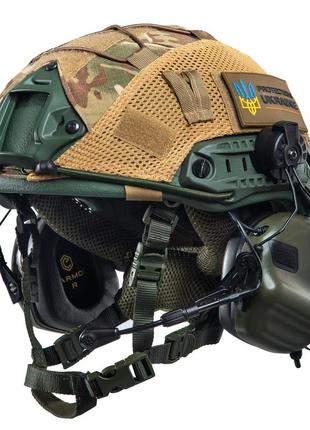 Шлем с наушниками тактический комплект fast team wendy helmet nij iiia + earmor m32h mod3 + чехол