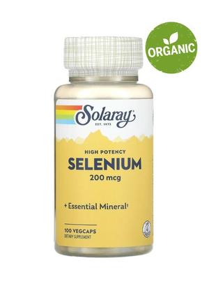 Solaray, селен, бездрожжевой, 200 мкг, 90 капсул