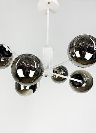 Стельова люстра на 6 плафонів в білому корпусі