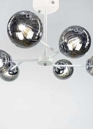 Стельова люстра на 6 плафонів в білому корпусі