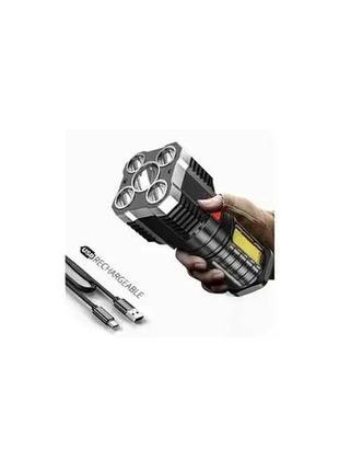 Сильний фонарик з 5 світлодіодами і вбудованою батареею 1200 мач   магія у нас