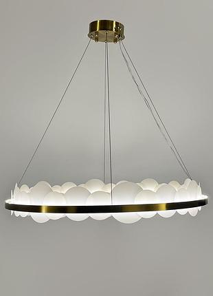 Підвісна люстра з латунним кільцем та матовими кругами ø 80 см6 фото