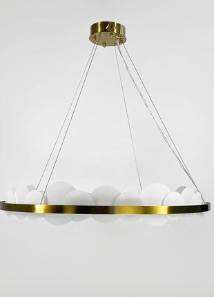 Підвісна люстра з латунним кільцем та матовими кругами ø 80 см5 фото