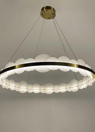 Підвісна люстра з латунним кільцем та матовими кругами ø 80 см4 фото
