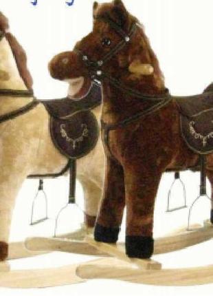 Качалка-качалка музыкальная b 38761 (8) 2 цвета, “конь”, 73х28х73 см, звуки, движется хвост, открывается рот,