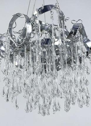 Підвісний світильник в кольорі хром з скляними закрученими підвісами
