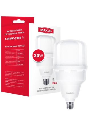 Лампа світлодіодна високопотужна maxus hw 30w 5000k e27/e40