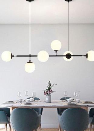 Люстра видовжена в чорному корпусі на 6 плафонів (тип a)