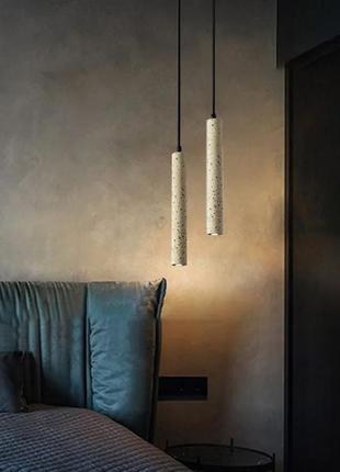 Підвіс terrazzo cylinder long із білим бетонним плафоном 30х6 см