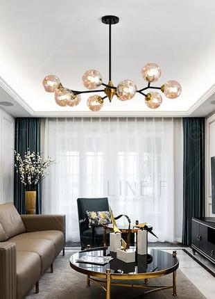 Люстра молекула на 10 янтарних плафонів