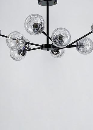 Стельова люстра в чорному корпусі на 10 плафонів