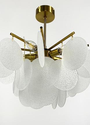 Латунний світильник з унікальними скляними пластинами d40 cм