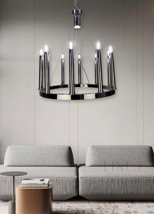 Підвісна срібна кільцева люстра підсвічник