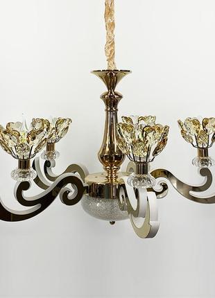 Люстра на 5 кришталевих квіток-плафонів