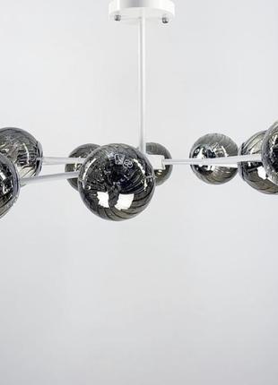 Стельова люстра на 10 плафонів в білому корпусі3 фото