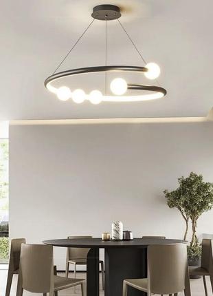 Дизайнерська латунна led люстра з акриловими кульками ø 65 см