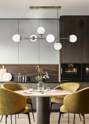 Люстра видовжена латунна на 6 плафонів (тип в)