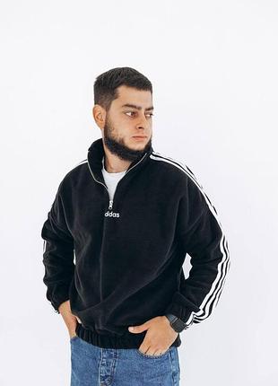 Стильная флисовая кофта аdidаs на молнии черная (маломерит на 1 размер)