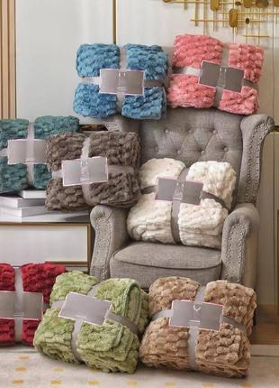 Чудовий теплий плед соти на овчинці