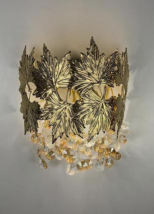 Бра декоративні листочки в золотому корпусі