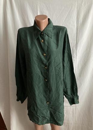 Брендовая женская зеленая блуза, рубашка 100% шелк