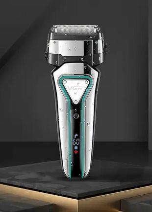 Аккумуляторная электро бритва для лица, шейвер для сухого и влажного бритья vgr v-333, сеточная бритва