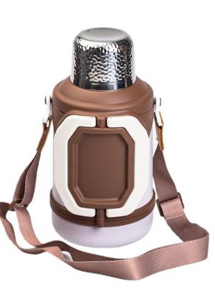 Термос для туризма из нержавеющей стали компактный термос 1,5л имеет складные ручки и крышку флип топ