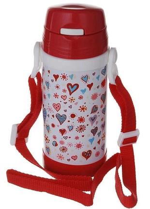 Детский термос а-плюс fl-1776 с трубочкой красный, 320 мл