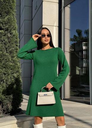 Теплое вязанное платье с рукавом ангора шерсть