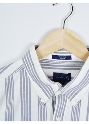 Gant l / щільна сорочка чоловіча оксфорд у синьо-білому кольорі із вишитим лого4 фото