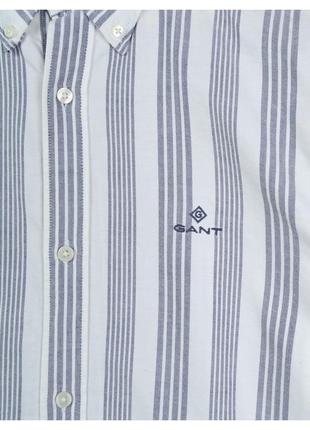 Gant l / щільна сорочка чоловіча оксфорд у синьо-білому кольорі із вишитим лого9 фото