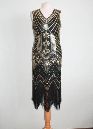 Сукня плаття з бахромою паєтками в стилі гетсбі,гангстер чикаго вечірка в стилі...